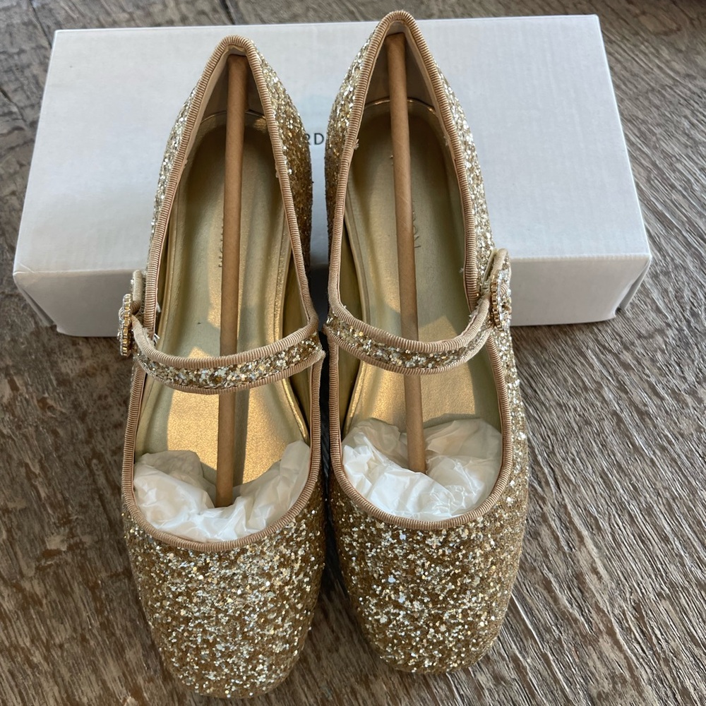 Nordstrom Gold Flats with Glittery Finish